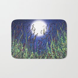 The Moonlight Meadow Flowers Sprinkled With Stardust Bath Mat | Bluemoon, Meadow, Graphicdesign, Graphic, Quote, Flowers, Digitaldesign, Nature, Moon, Supermoon 