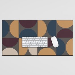 Mid century geometric pattern on grey background 3 Desk Mat