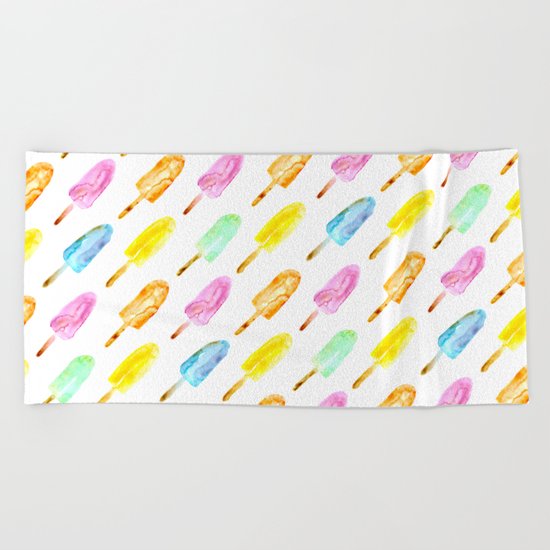 Watercolor popsicles Beach Towel