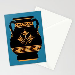 Greek Pottery - Red-figured Pelike - Classical art - blue yellow black Stationery Cards