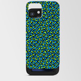 Blue & Neon Green Cheetah Print iPhone Card Case