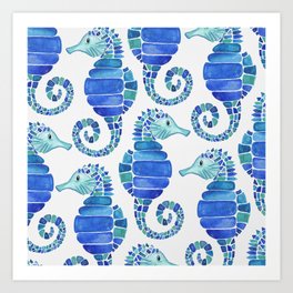 Seahorse - Blue  Art Print
