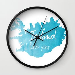 Iceland I love you Wall Clock