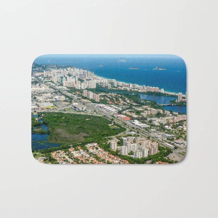 Brazil Photography - Overview Over Bertioga By The Blue Ocean Shore Bath Mat