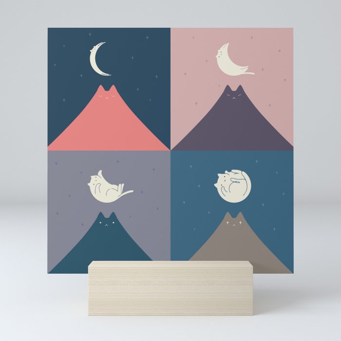 Moon Cat 2x2 Mini Art Print