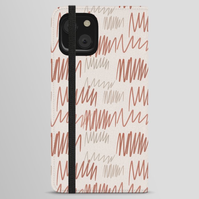Scribbled Impatience 3 | Neutral Colors Pattern iPhone Wallet Case