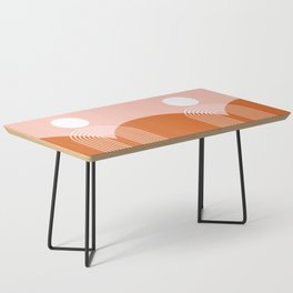 Geometric Rainbow Sun Abstract 35 in Rose Gold Red Coffee Table