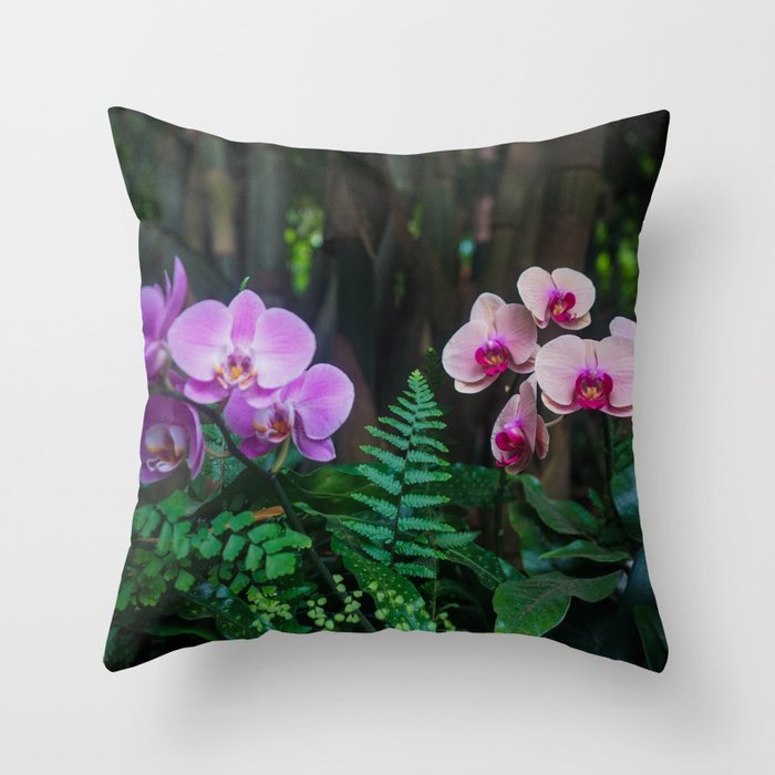 Orchid Leafy Orchid Throw Pillow