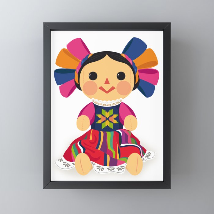 service Interesse deres Mexican Doll, María. Mexican Otomi Doll. Traditional Mexican Rag Doll by  Akbaly Framed Mini Art Print by Akbaly | Society6