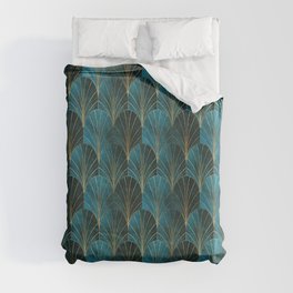 Art Deco Waterfalls // Ombre Teal Duvet Cover