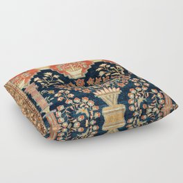 Kashan Poshti  Antique Central Persian Rug Print Floor Pillow