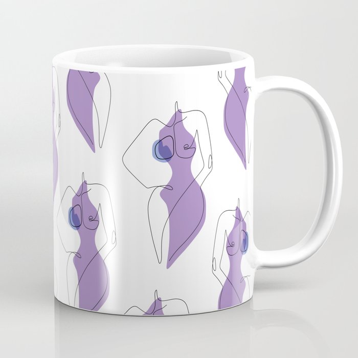 Nude Lilac / Naked curvy female body in pastel purple / Explicit Design Coffee Mug