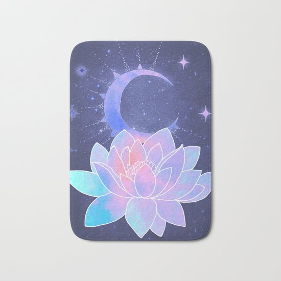 moon lotus flower Bath Mat
