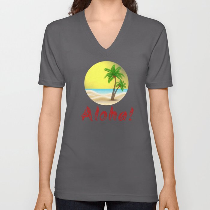 Aloha Hawaii Summer Vibes Cool Holiday Outfits and Home Decor Designs V Neck T Shirt