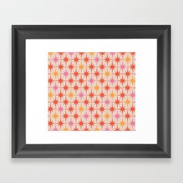 Midcentury Modern Atomic Starburst Pattern Pink Orange Framed Art Print