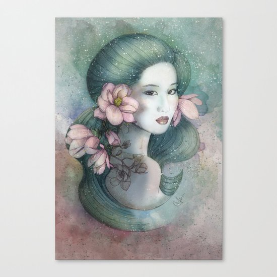 Magnolias in this dusk Canvas Print