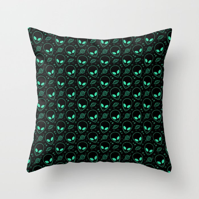Alien and UFO Pattern Throw Pillow