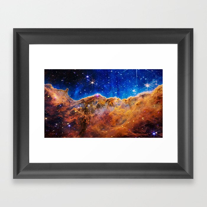Space Image James Webb Telescope Cosmic Cliffs in Carina Nebula Framed Art Print