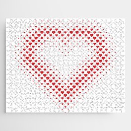 Heart Shape Halftone Dot Red Heart Pattern Jigsaw Puzzle