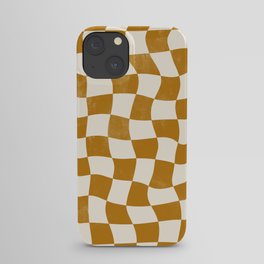 Warped Checkerboard - Gold Orange iPhone Case
