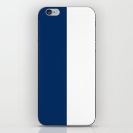 Dark Navy Blue And White Split in Vertical Halves iPhone Skin