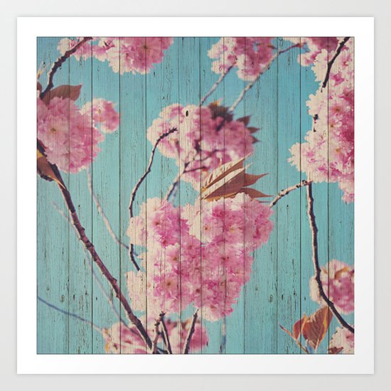 Sweet Flowers on Wood 06 Art Print