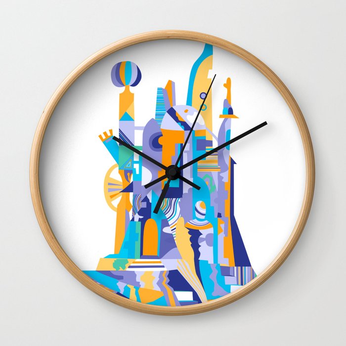 City of th Clowns - blue Wall Clock
