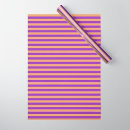 [ Thumbnail: Dark Orchid and Brown Colored Striped/Lined Pattern Wrapping Paper ]