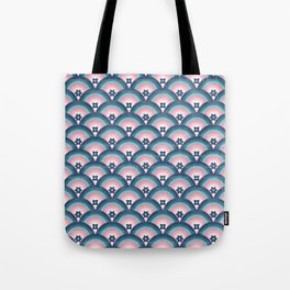 Pink Blue Scallop Circle Flowers Tote Bag