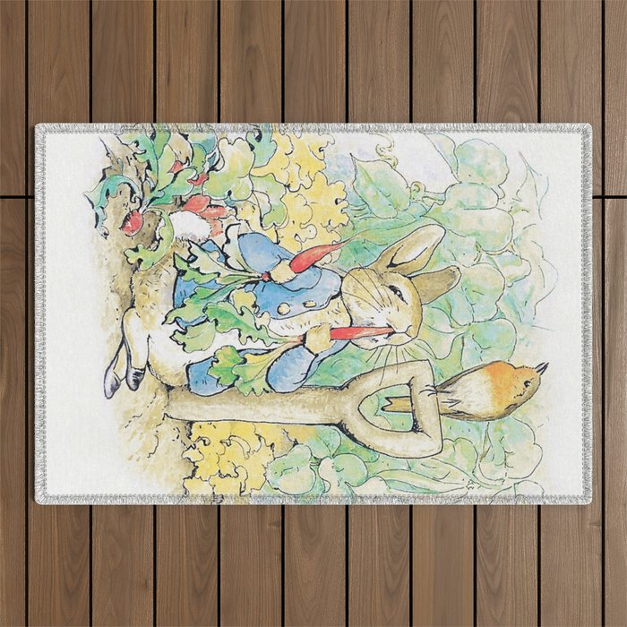 “Peter Rabbit Eats a Carrot” by Beatrix Potter Outdoor Rug