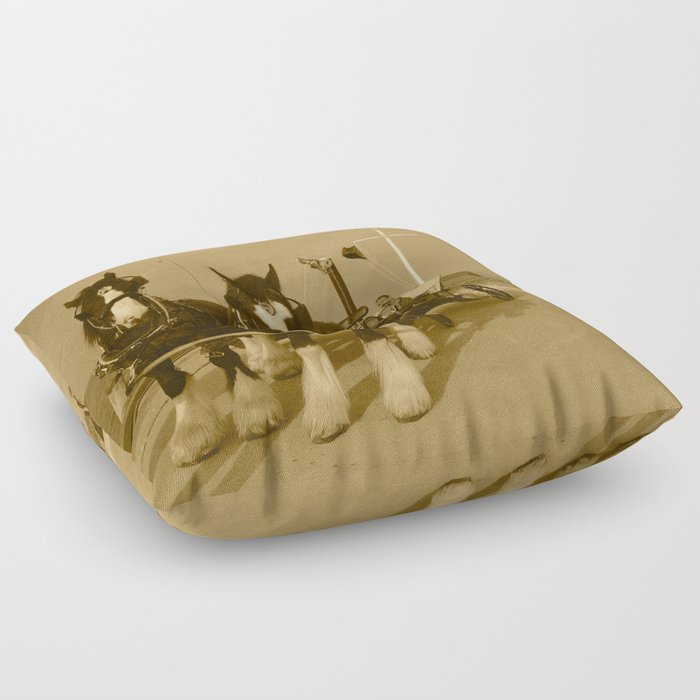 Draft Horses and Carriage Floor Pillow