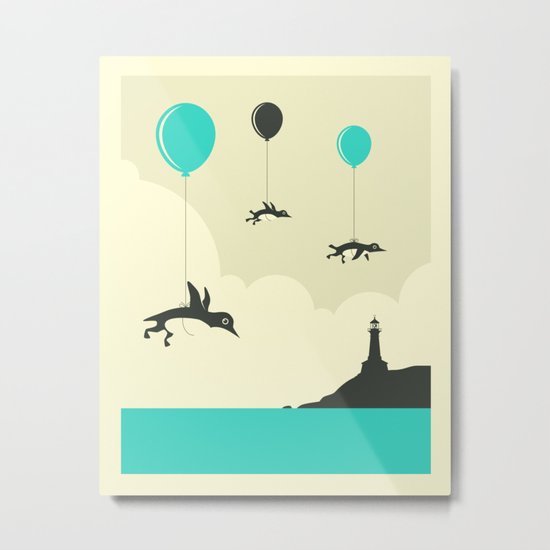 FLOCK OF PENGUINS Metal Print