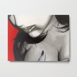 Smeared Metal Print | Lipstick, Woman, Dom, Submissive, Ink Pen, Girl, Love, Smear, Drawing, Pastel 