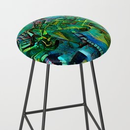 Abstract Green Composition Bar Stool