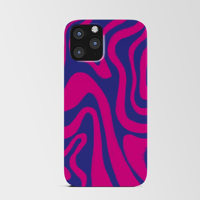 Psychedelic Liquid Swirl in Iridescent Blue + Hot Pink iPhone Card Case