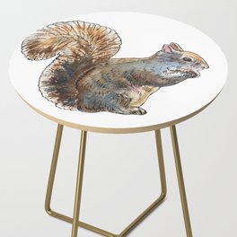 Adorable Squirrel Eating Nut Watercolor by Irina Sztukowski Side Table