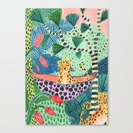 Jungle Leopard Family Canvas Print