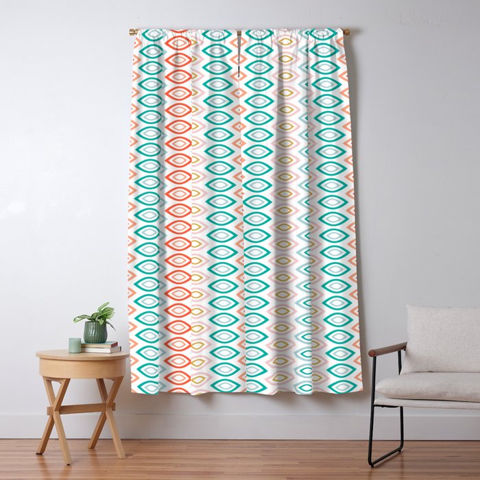 Mid Century Modern Geometric Shapes In Muted Colors Orange Coral Pink Blue Teal And Gold Blackout Curtain By 19monkeys Society6