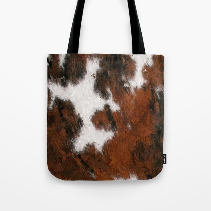Cozzy Farmhouse Rust Hygge Print of Cowhide Fur Tote Bag