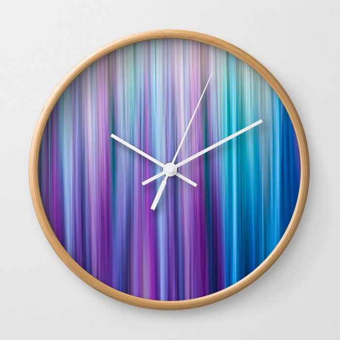 Abstract Purple and Teal Gradient Stripes Pattern Wall Clock