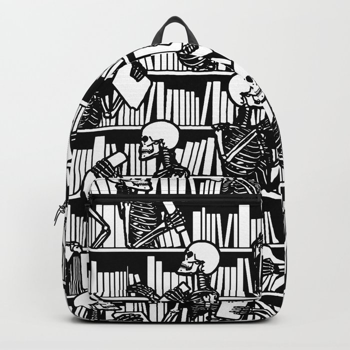 Bookish Public Library Skeleton Goth Librarian Books Pattern Backpack