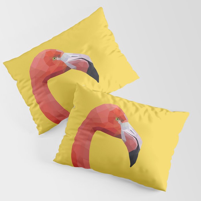 Pink flamingo polygon animal art Pillow Sham