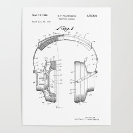 Headphones Patent Poster