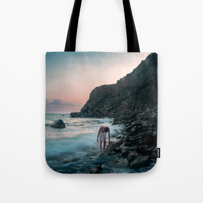 Self portrait on a rocky shore - syprus Tote Bag