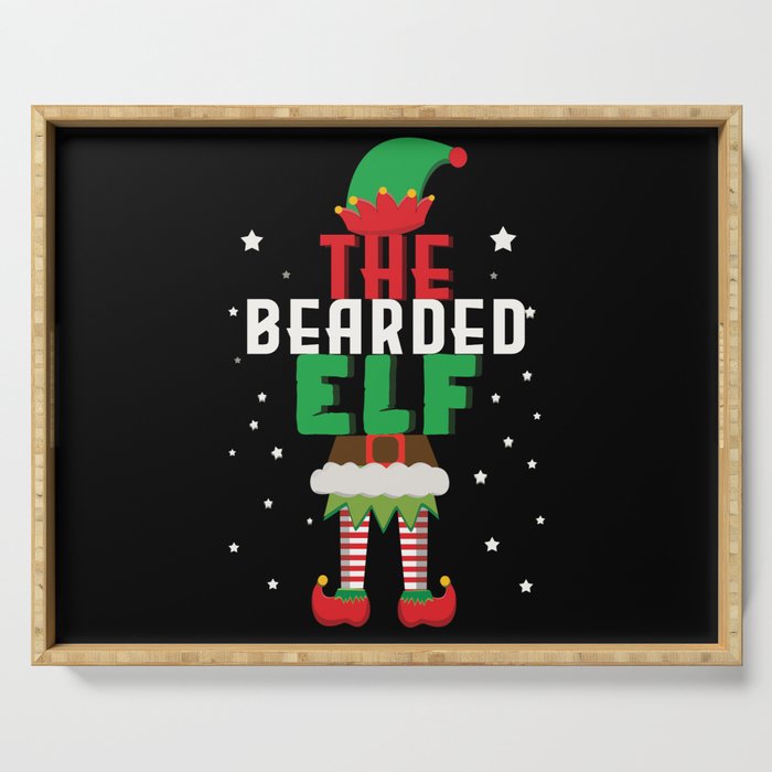 Bearded Elf Santa Winter Holiday Christmas Serving Tray