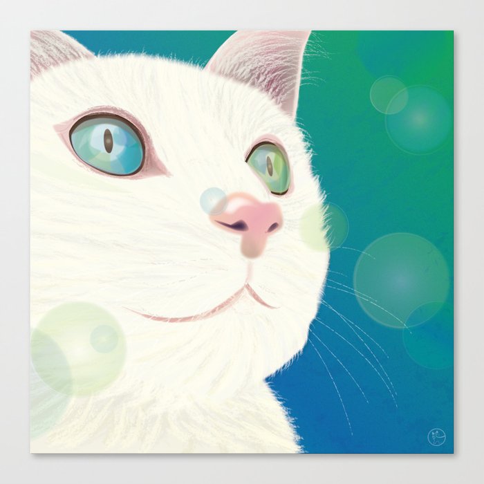 Odd-eyed White Cat Canvas Print