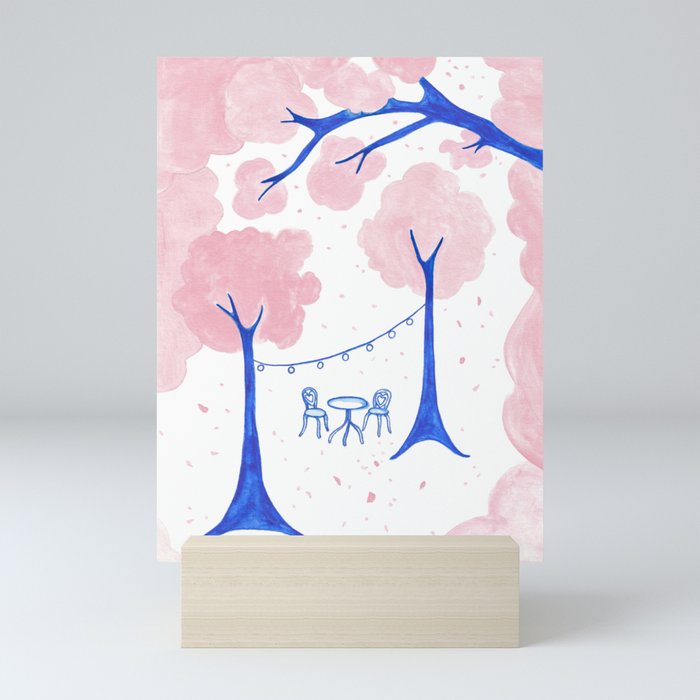 Pink spring trees Mini Art Print