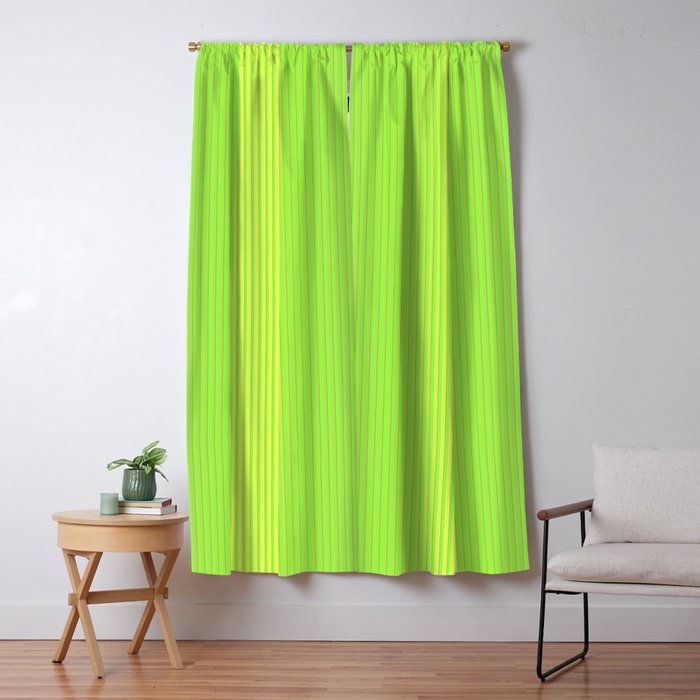 Lemon Citrus Bright Stripes Tropical Green Blackout Curtain By
