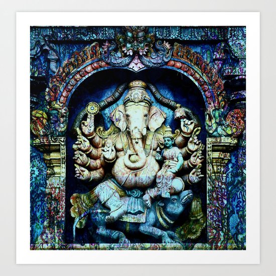 Boho Ganesha and Krishna Art Print