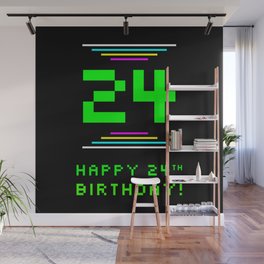 [ Thumbnail: 24th Birthday - Nerdy Geeky Pixelated 8-Bit Computing Graphics Inspired Look Wall Mural ]
